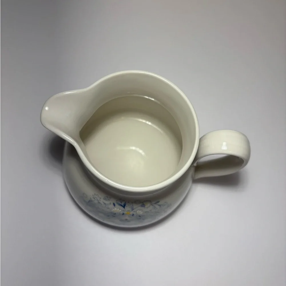 Royal Doulton Blue Floral Sugar Bowl With Lid and Creamer Set Grannycore